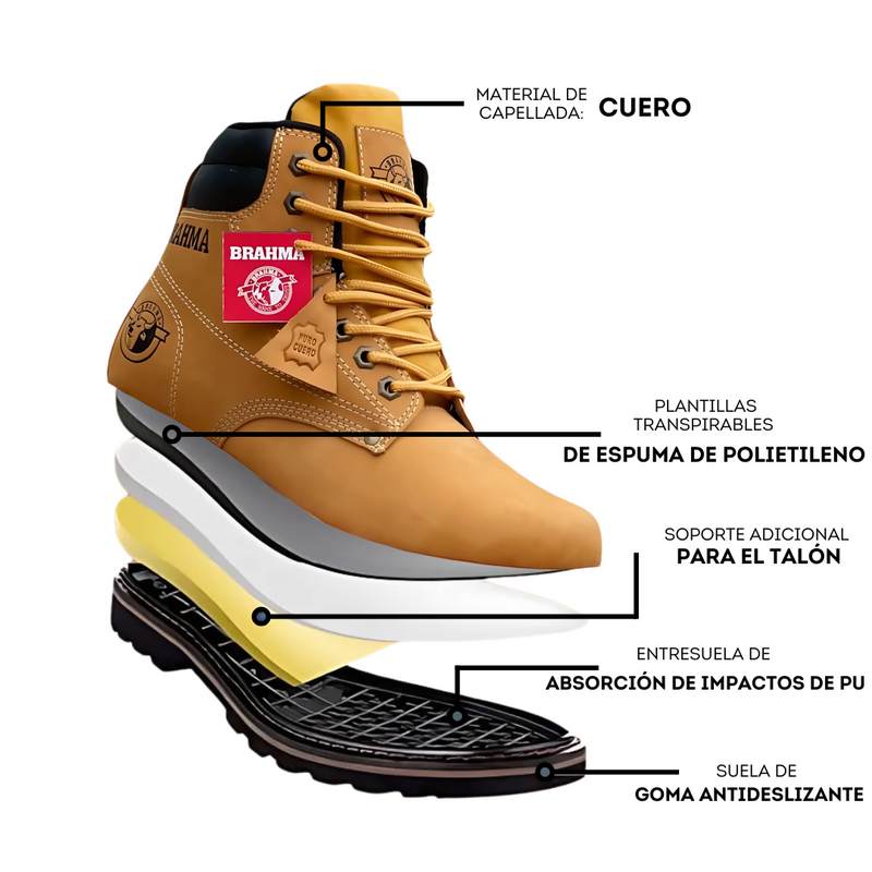 Botas Brahma Cuero 🟢 Seguridad y Estilo Garantizados